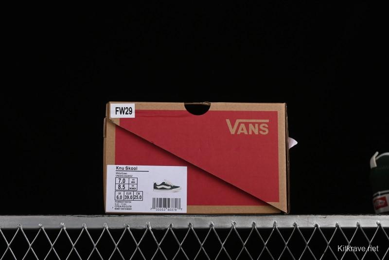 Vans Knu-Skool High Street American Retro Canvas Skate Shoes in Black Green - VN000CSQW3Z