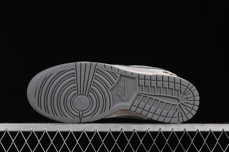 Nike SB Dunk Low Black Wukong Series - Light Gray Swoosh Anniversary Custom Low-Top Casual Skate Shoes - SJ1098-013