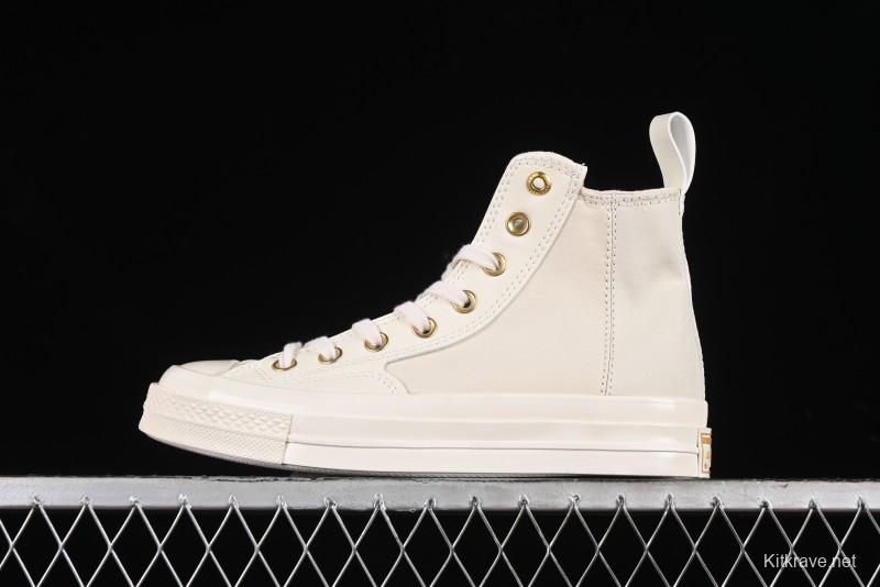 Converse Chuck 70s High Top Casual Sneakers with Cream Cloud and Gold Accents - A08232C