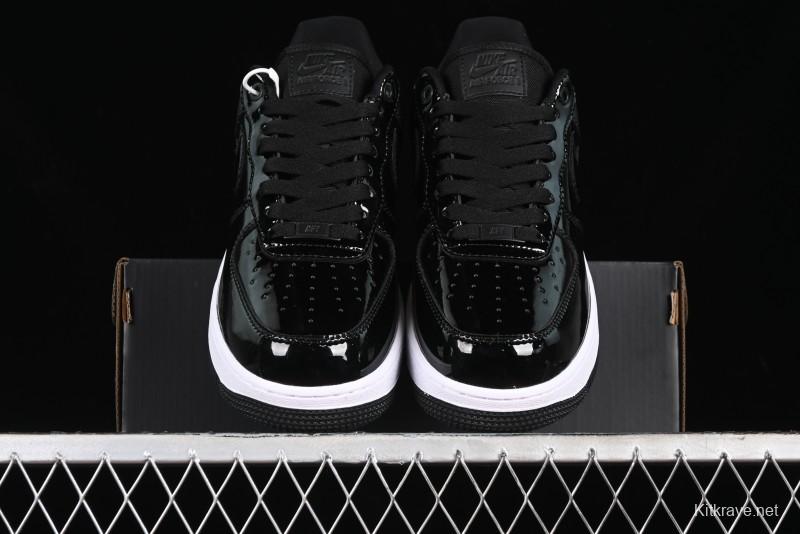 Nike Air Force 1 '07 Low Patent Leather All Black Casual Sneakers - AH6827-001