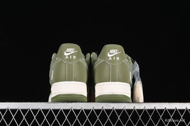Nike Air Force 1 '07 Low Bape Collaboration - Dark Green Grey Low Top Casual Sneakers BB6566-205