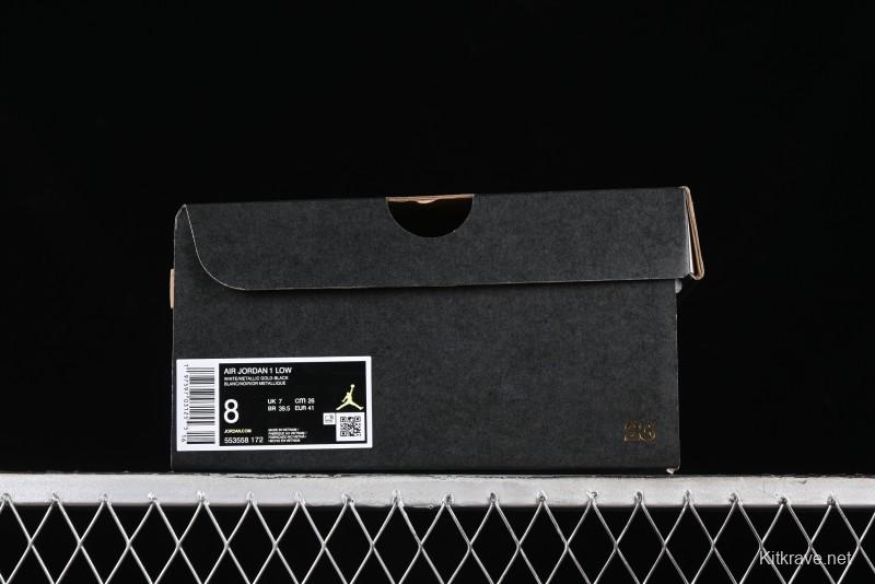 Nike Air Jordan 1 Low AJ1 Black White Gold Hook Basketball Shoes - 553558-172