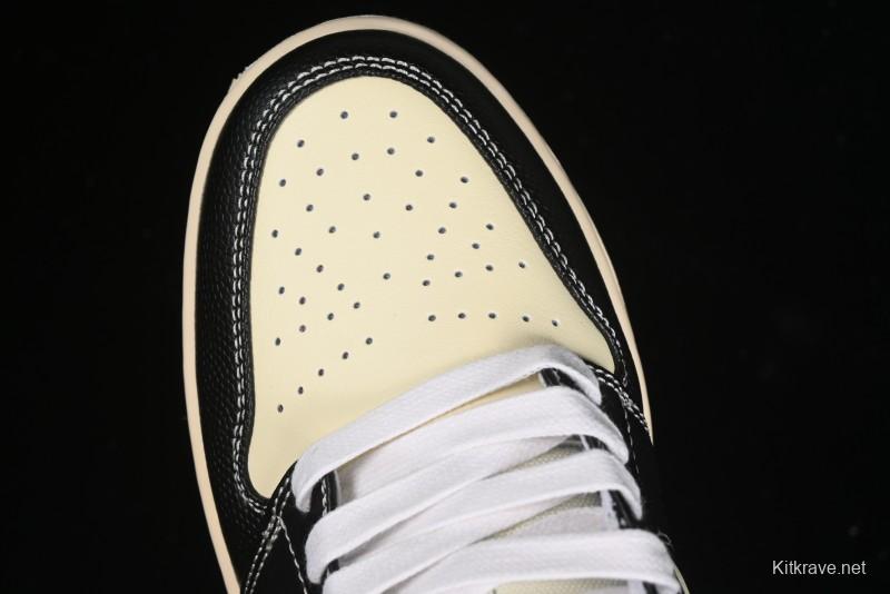 Nike Air Jordan 1 Low "Coconut Milk Black" Casual Basketball Shoes with Team Gold Accents - HQ3437-101