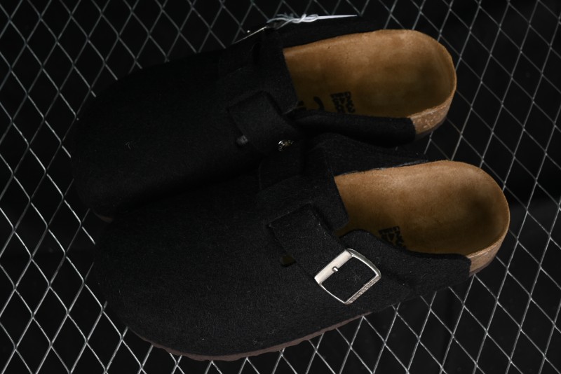 Birkenstock Half Open Toe Sandals with Smokeless Coal Wool Upper - G.D4