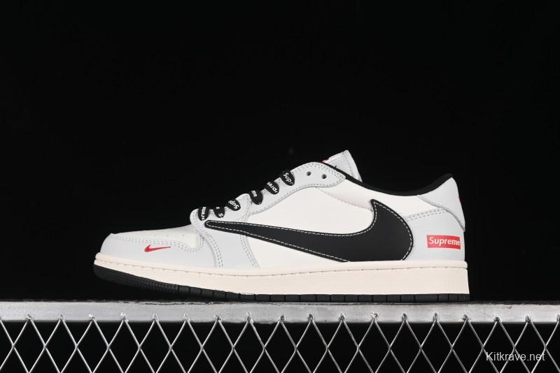 Nike Travis Scott x Fragment Design x Air Jordan 1 Low OG SP AJ1 Supreme Collaboration - Mist Blue Low-top Casual Sneakers - SJ2068-119