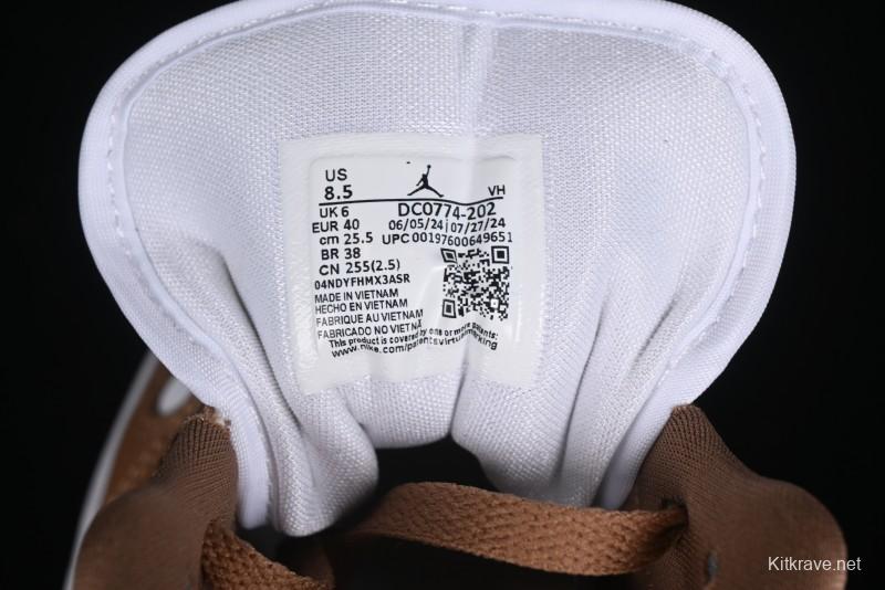 Nike Air Jordan 1 Low AJ1 White Tan Low Top Casual Sneakers - DC0774-202