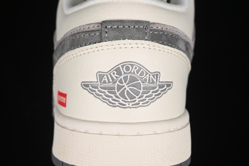 Nike Air Jordan 1 Low Supreme Collaboration - Dual-Tone Beige/Grey Retro Basketball Shoes - SJ9950-030