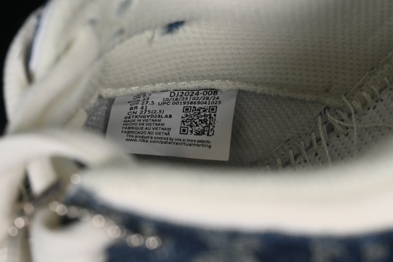 Nike SB Dunk Low LV Collaboration - Dark Blue Denim White Blue Swoosh Anniversary High-End Custom Low-Top Casual Sneakers - DJ2024-008