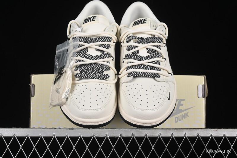 Nike Travis Scott x Fragment Design x Air Jordan 1 Low OG SP AJ1 Black Logo Drawstring Low-Top Casual Sneakers - SJ0086-135