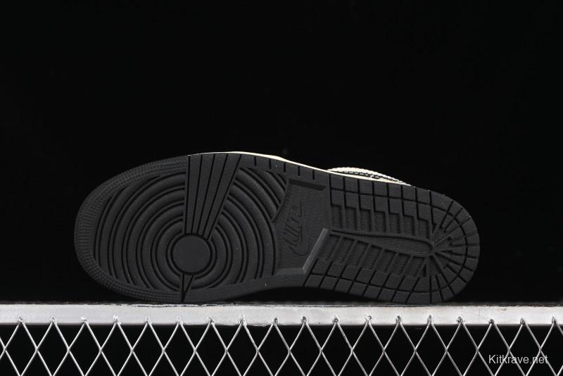 Nike Air Jordan 1 Low "Coconut Milk Black" Casual Basketball Shoes with Contrast Swoosh - HQ3437-101