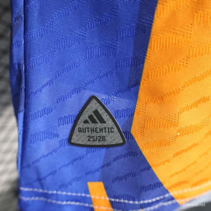 Player Version 25/26 Real Madrid Limited Edition Blue Orange Abstract Pattern Jersey