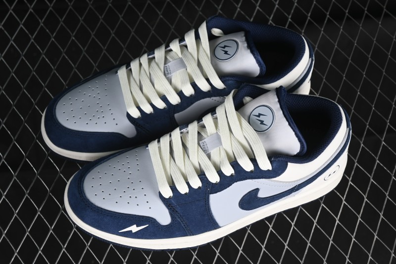 Nike Air Jordan 1 Low Retro Basketball Shoes in White Grey Blue - DC2024-026
