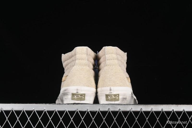 Vans Notre Premium Sk8-Hi High-Top Skate Shoes with Upgraded Suede and Linen Materials - VN000CR0BWQ