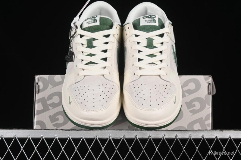 Nike SB Dunk Low The North Face Collaboration - Pig Leather Green Swoosh Anniversary Custom Low-Top Casual Skate Shoes - DQ1098-511
