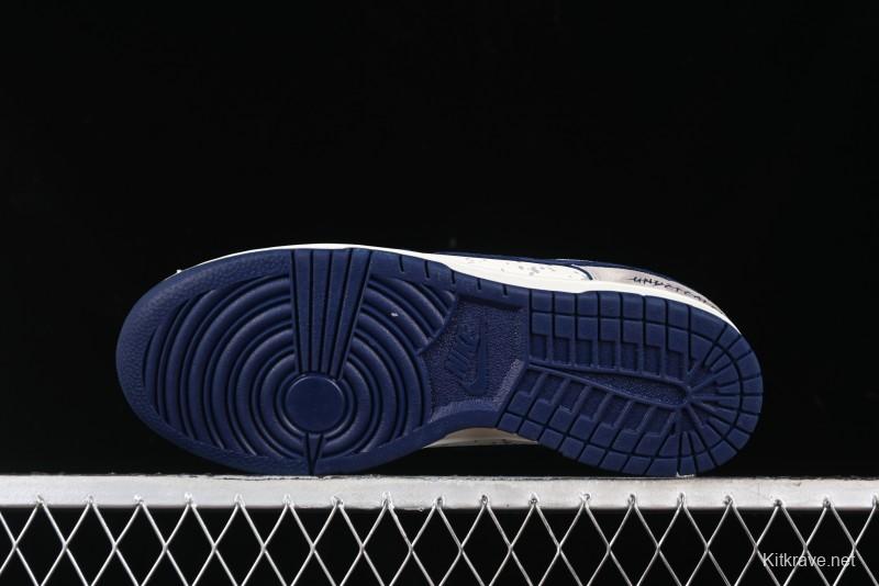 Nike SB Dunk Low UN Collaboration - Splatter Navy Swoosh Anniversary Custom Low-Top Casual Skate Shoes - DJ2024-041