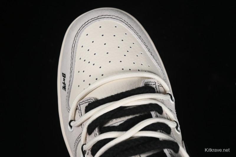 Nike SB Dunk Low BAPE Collaboration - Strap Black Hook Anniversary High-End Custom Low-Top Casual Skate Shoes SJ2068-299