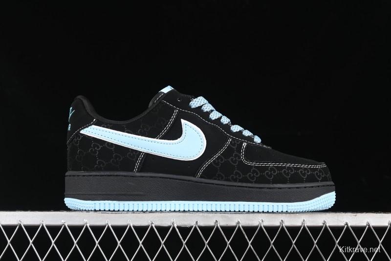 Nike Air Force 1 '07 Low Stussy Collaboration - Black Tiffany Low-Top Casual Sneakers - KK1988-008