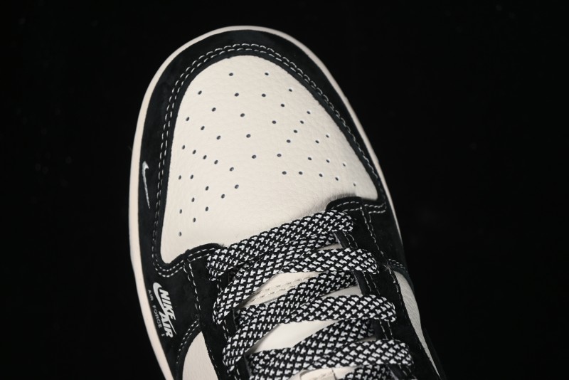 Nike SB Dunk Low Supreme x Stussy Triple Collaboration - Black White Black Swoosh Anniversary Custom Low Top Casual Skate Shoes - SJ2068-300