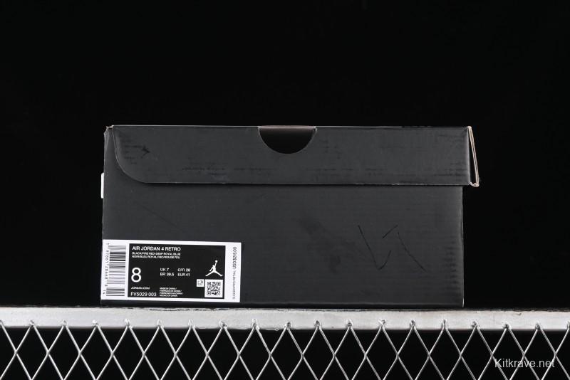 Nike Air Jordan 4 Retro Basketball Shoes in Black, Blue and Neutral Grey - FV5029-003