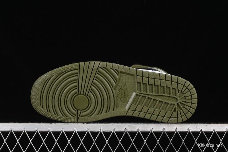 Nike Air Jordan 1 Mid AJ1 Army Green Mid-Top Casual Sneakers - DQ8426-092