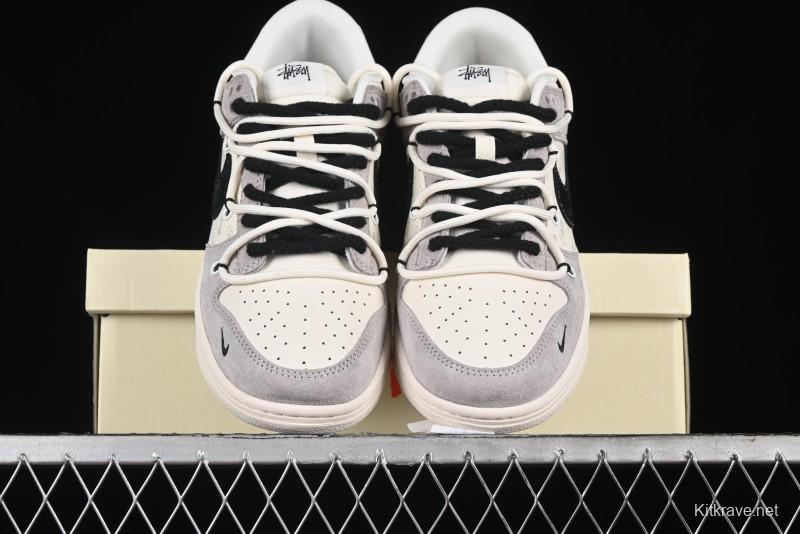 Nike SB Dunk Low Stussy Bandana Black Swoosh Anniversary Custom Low-Top Casual Skate Shoes - SJ2068-306