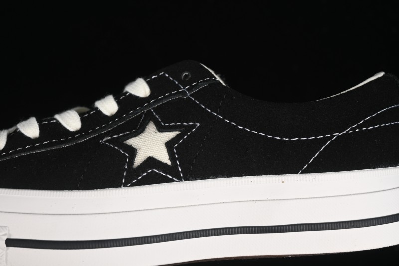 Converse One Star J Vtg Suede Low-Top Casual Sneakers in Retro Black and White - M.C3
