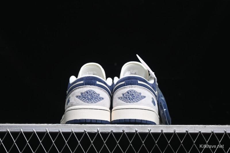 Nike Air Jordan 1 Low AJ1 The North Face Collaboration - Custom High-End Retro Basketball Shoes with Blue Swoosh - DM9188-010