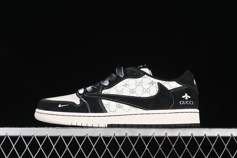 Nike Travis Scott x Fragment Design x Air Jordan 1 Low OG SP AJ1 Gucci Collaboration - Black Dragonfly Low-top Casual Sneakers - SJ2068-139