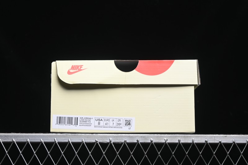 Nike Travis Scott x Fragment Design x Air Jordan 1 Low OG SP AJ1 Stussy Collaboration - Black Blue Line Low Top Casual Sneakers - SJ2068-113
