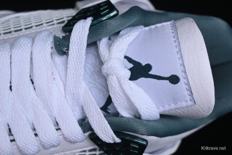 Nike Air Jordan 4 Retro Sneakers in White, Oxidized Green and Neutral Grey - AQ8138-103