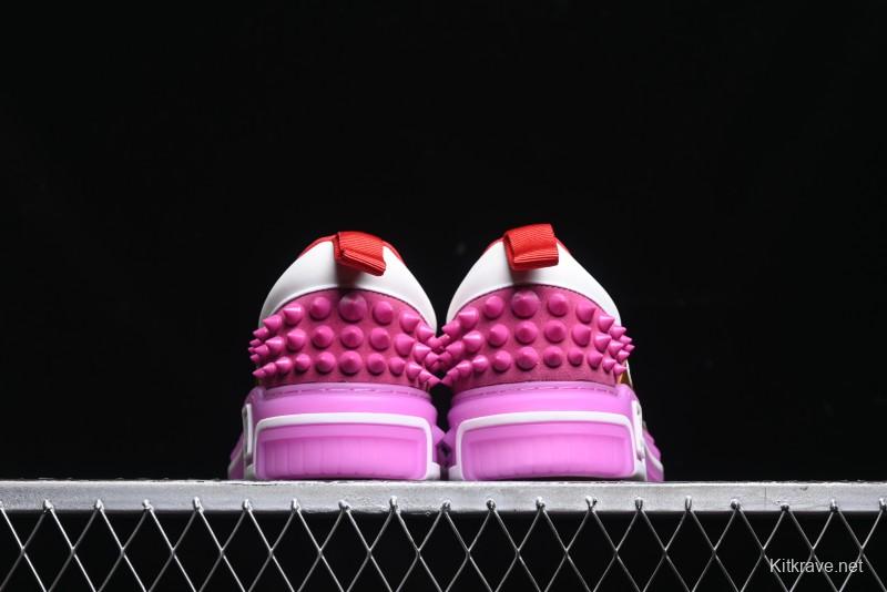 Christian Louboutin Funnyto Flat French Luxury Brand Low-Top Sneakers in Purple Color Block - X.D4