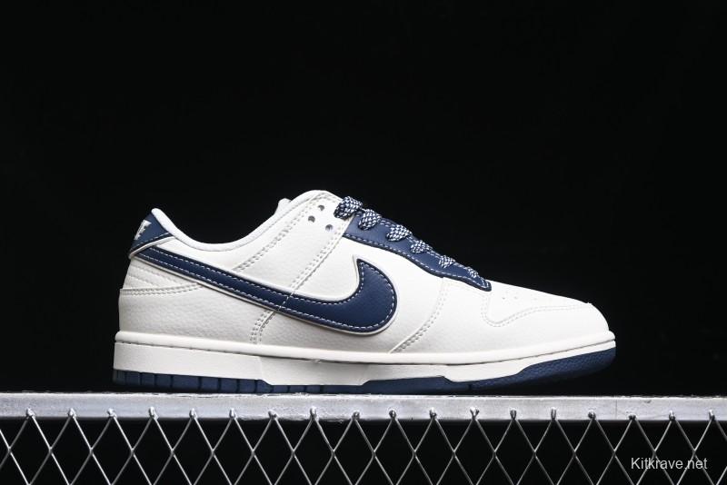 Nike SB Dunk Low Stone Island x Supreme Collaboration - Navy Blue & Off-White Anniversary High-End Custom Low-Top Casual Sneakers - BB9866-007