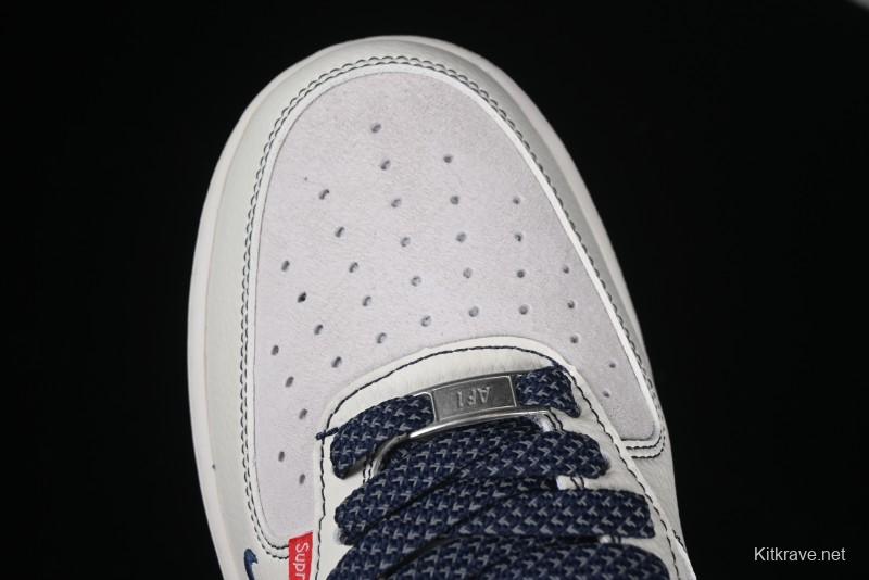 Nike Air Force 1 '07 Low Supreme Collaboration Sneakers with Red Tab and Blue Swoosh - BB7518-021