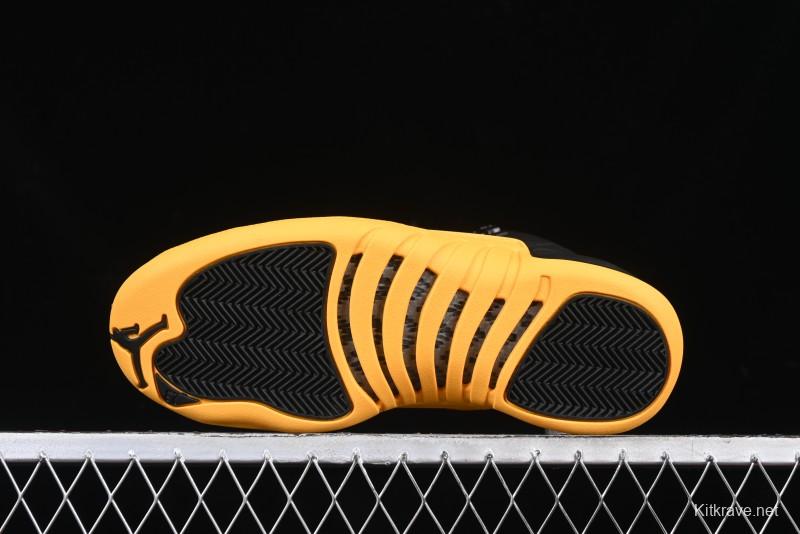 Nike Air Jordan 12 Retro Basketball Shoes in Black and Yellow - 130690-070