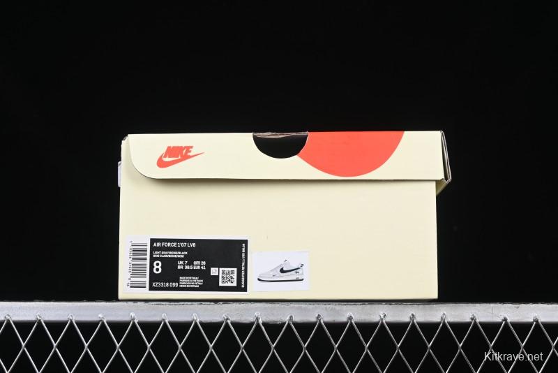 Nike Air Force 1 '07 Low Stussy Collaboration Grey Pigskin Black Swoosh Low-Top Casual Sneakers - XZ3318-099