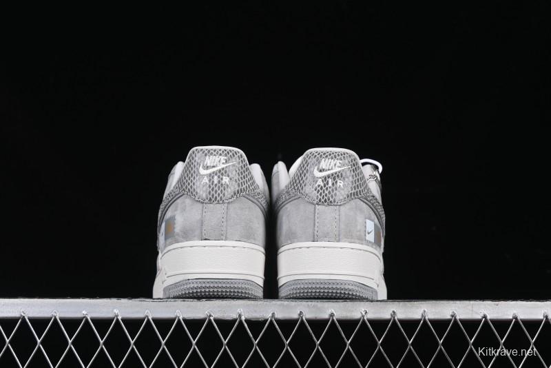 Nike Air Force 1'07 Low The North Face Collaboration Pig Grey Snake Print Low-Top Casual Sneakers - DF0188-027