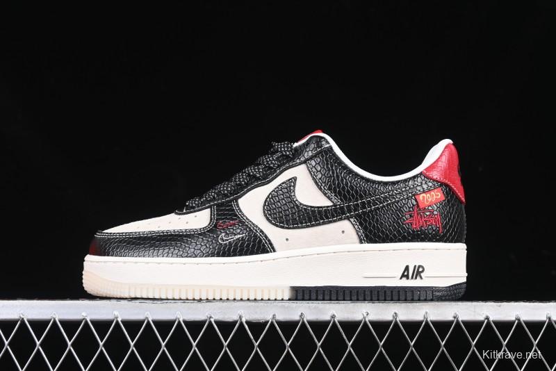 Nike Air Force 1 '07 Low Stussy Collaboration Year of the Snake Limited Edition Black Snake Dual-Color Casual Sneakers - HH7518-034