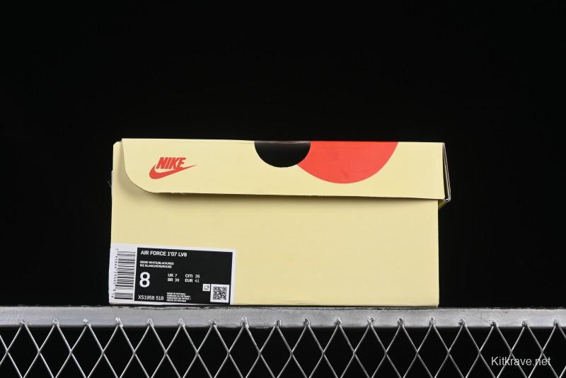 Nike Air Force 1 '07 Low Stussy Collaboration Black Stitch Red Swoosh Casual Sneakers - XS1958-518