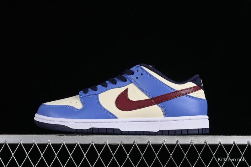 Nike Dunk Low SB Skateboarding Shoes in White Blue Red Colorway - FV8119-161