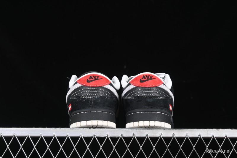 Nike SB Dunk Low Supreme Collaboration Black Grey Swoosh Anniversary Custom Low-Top Casual Skate Shoes - XS1086-011
