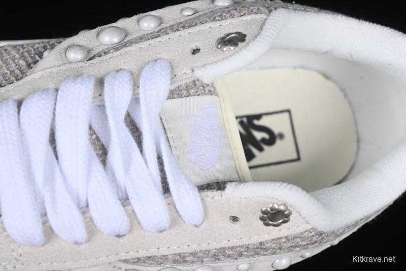 Vans Knu Skool Pearl White Grey Low Top Casual Skate Shoes - VN0007QDBGE