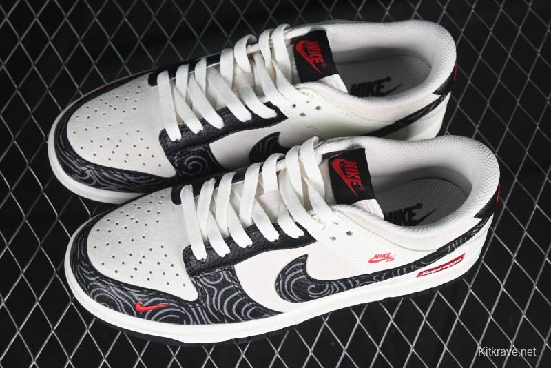Nike SB Dunk Low Supreme Collaboration Black Pattern Anniversary Customized Low-Top Casual Sneakers - DJ2024-100