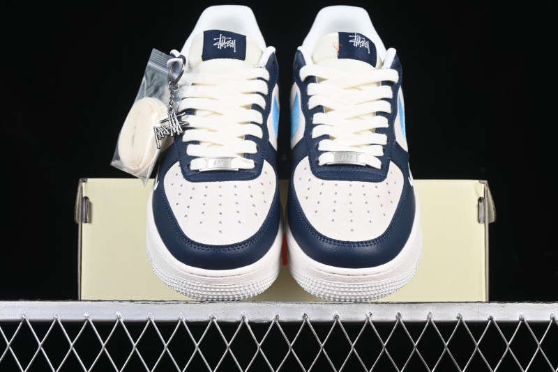 Nike Air Force 1 '07 Low Stussy Collaboration Green Embroidered Swoosh Custom Casual Sneakers - DM6688-021