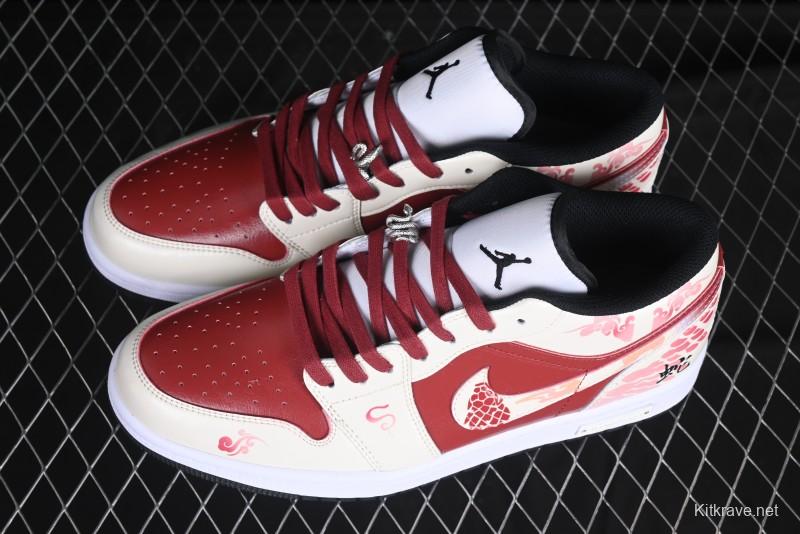 Nike Air Jordan 1 Low OG Retro Basketball Shoes Snake Year Limited Edition - 553558-132