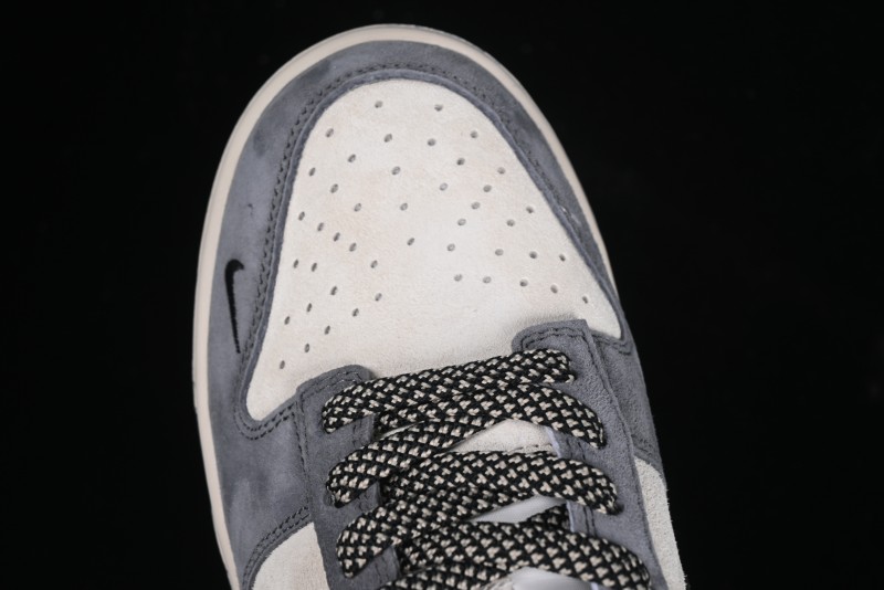 Nike SB Dunk Low Anniversary Edition Customized Sneakers with Grey Swoosh Logo - DJ2024-083