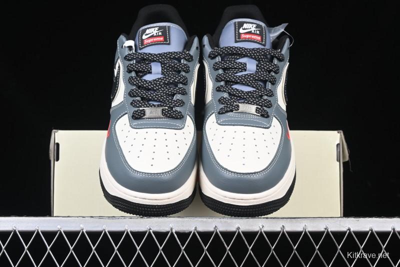 Nike Air Force 1 '07 Low Supreme Collaboration Sneakers in Blue Grey - XZ6188-385