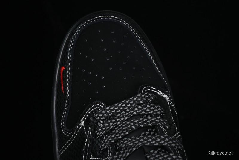 Nike Travis Scott x Fragment Design x Air Jordan 1 Low OG SP AJ1 Year of the Snake Limited Black Snake Web Low Top Casual Sneakers - CH6336-018