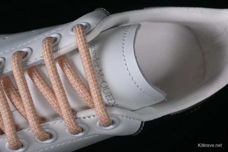 Alexander McQueen Oversized Sneakers with Mirror Silver Heel - White Leather Lace-Up Shoes