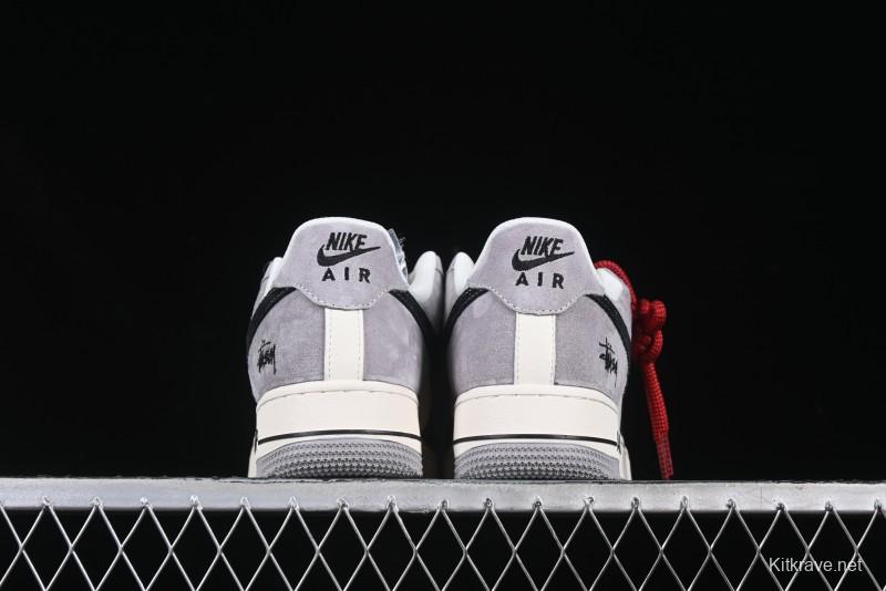 Nike Air Force 1 '07 Low Stussy Collaboration Black Grey Patchwork Low-Top Casual Sneakers - XZ6188-363