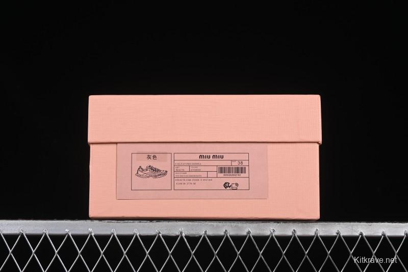 Miu Miu Suede Round Toe Lace-Up Low Top Women's Casual Shoes - 99D4